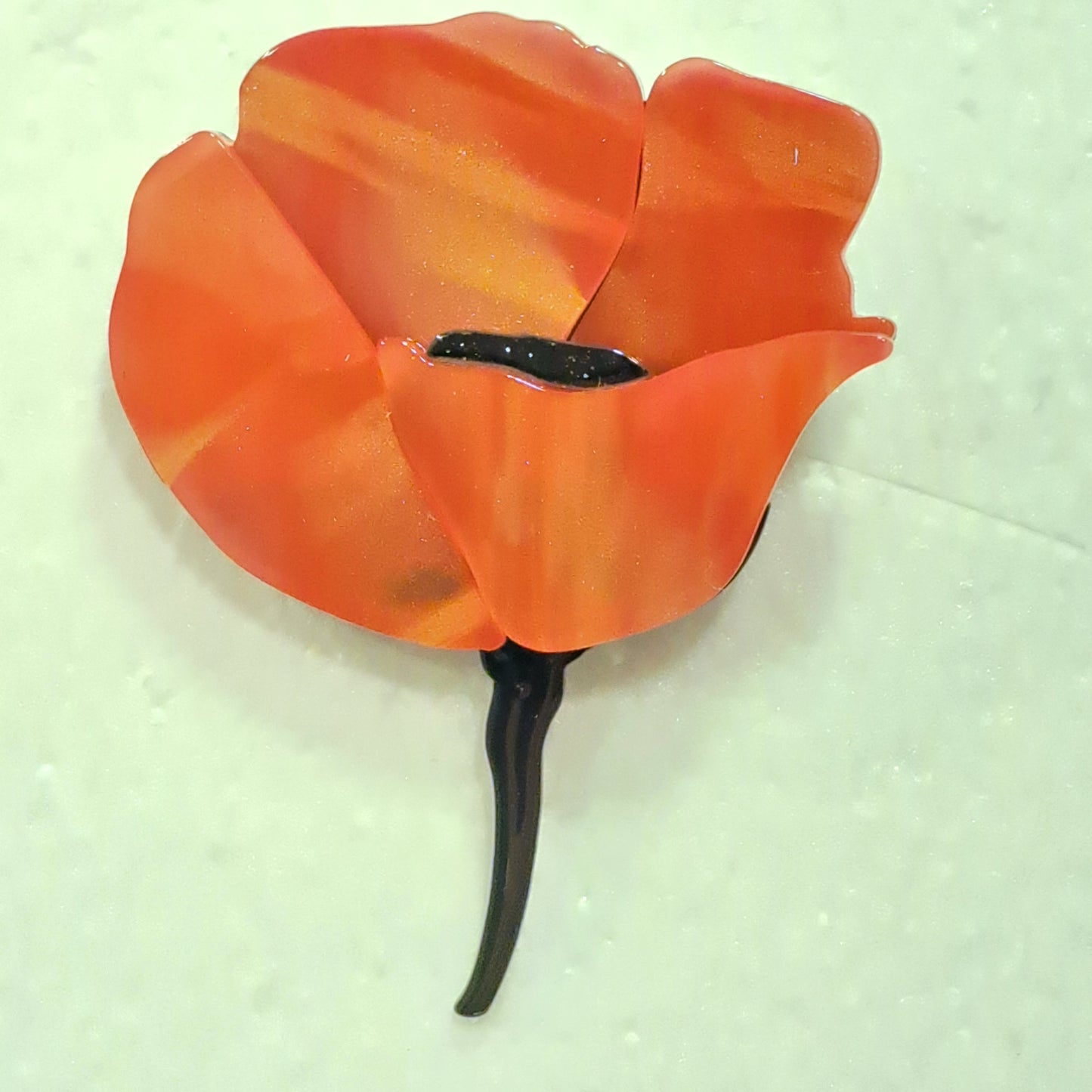 Broche Fleur tige orange nacré Fancy F