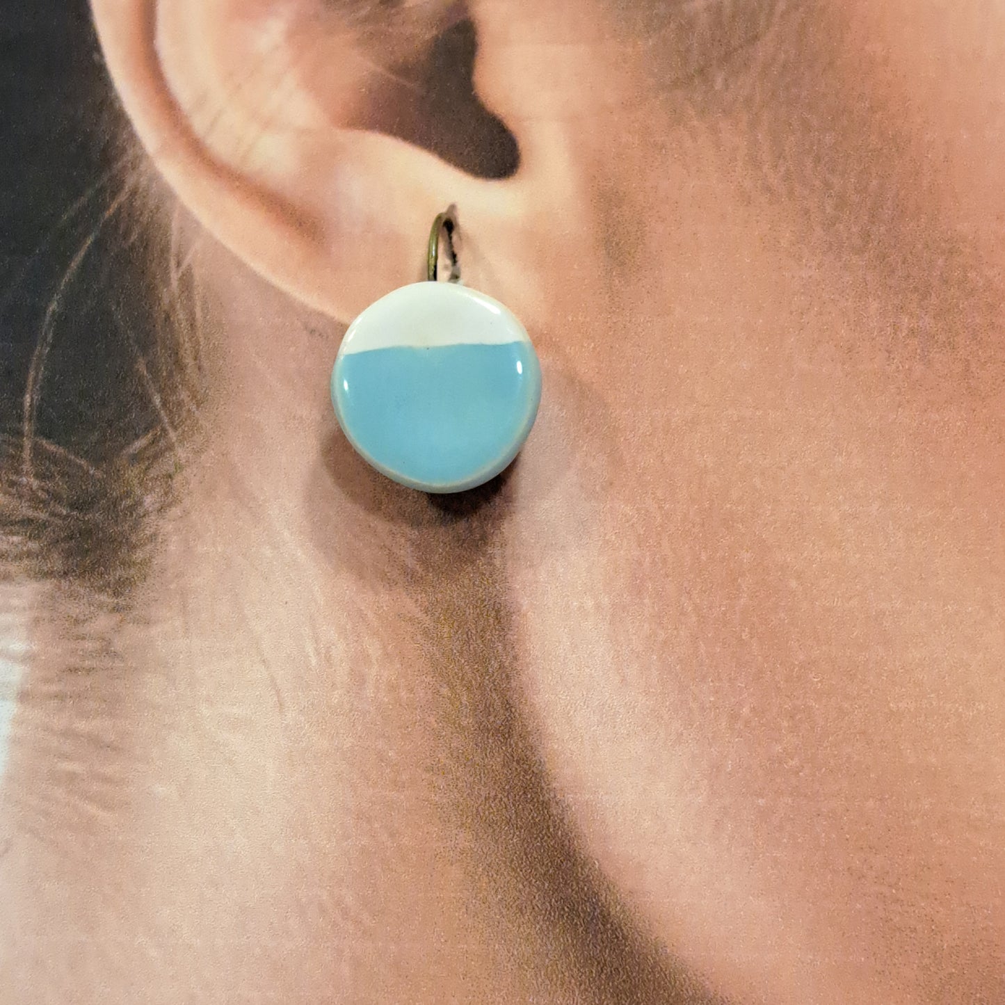 Boucles percées Pastel bleu blanc CHRISTINE ALLOING