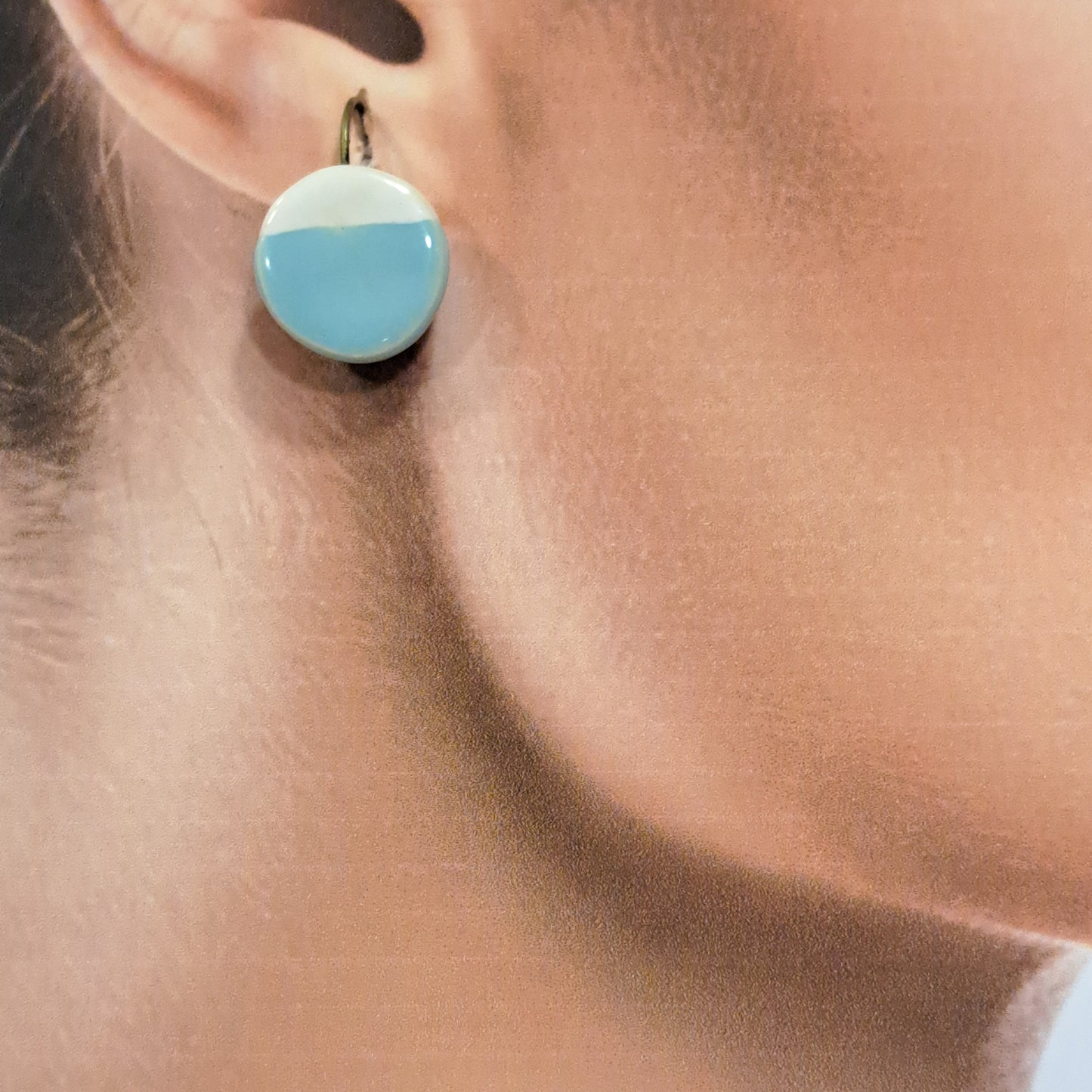 Boucles percées Pastel bleu blanc CHRISTINE ALLOING
