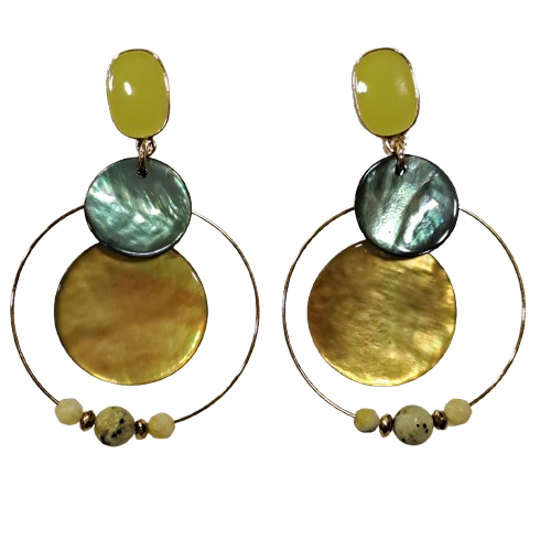 Boucles percées Mimosa anis vert or LA PETITE SARDINE