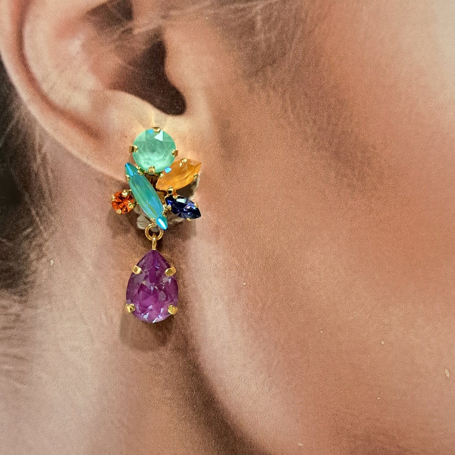 Boucles clips pendantes multicolore CREZUS