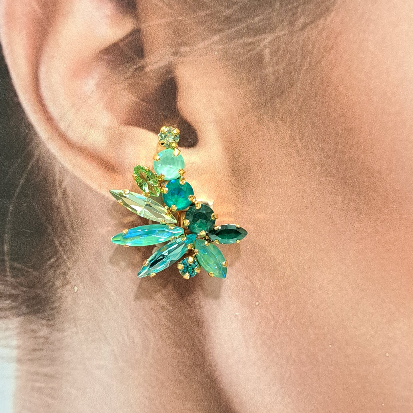 Boucles clips vert CREZUS
