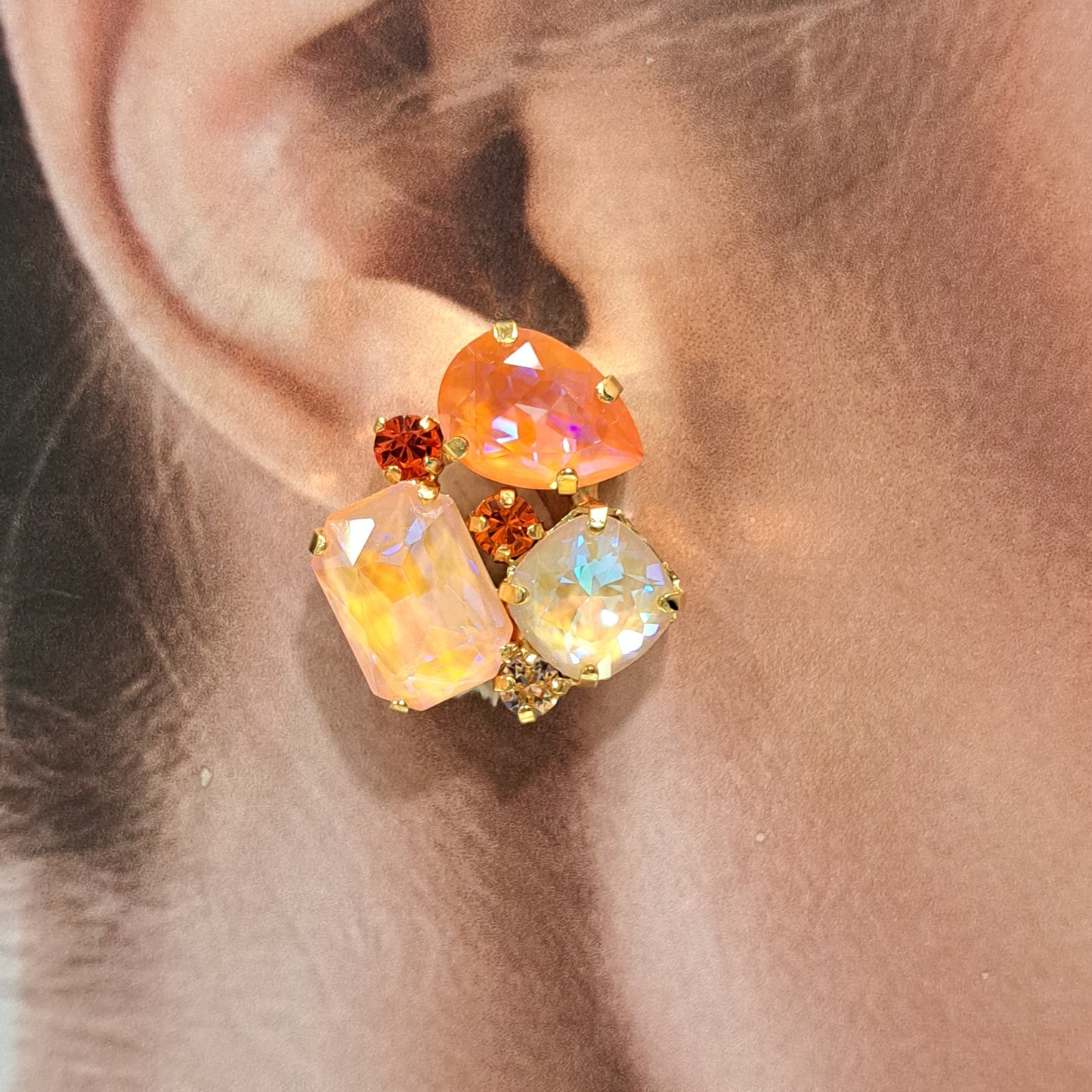 Boucles clips orange saumon CREZUS