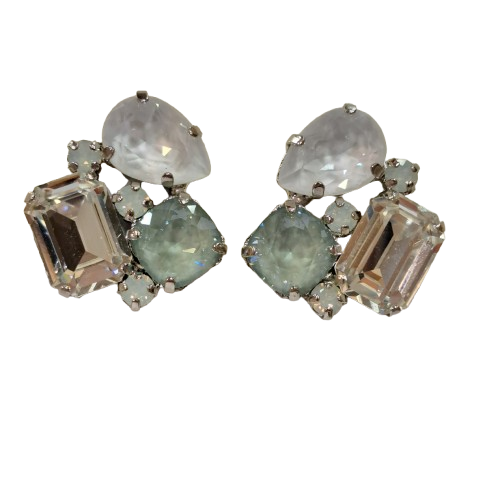 Boucles clips blanc bleuté CREZUS