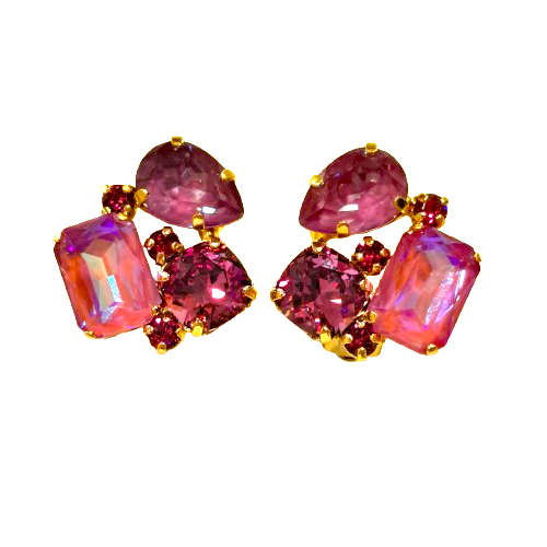 Boucles clips rose violine CREZUS