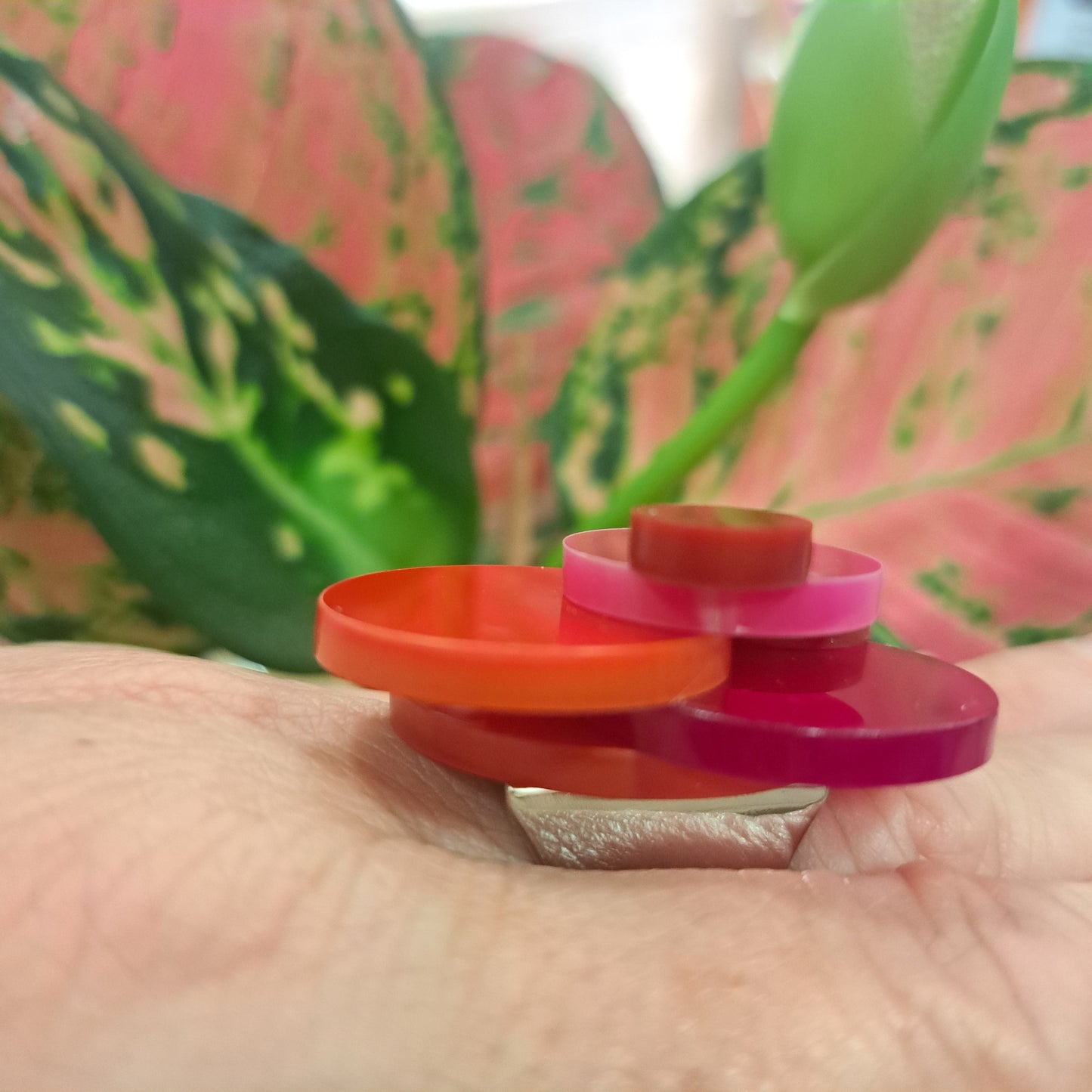 Bague Pastilles MM rouge rose FORMESPAZIO