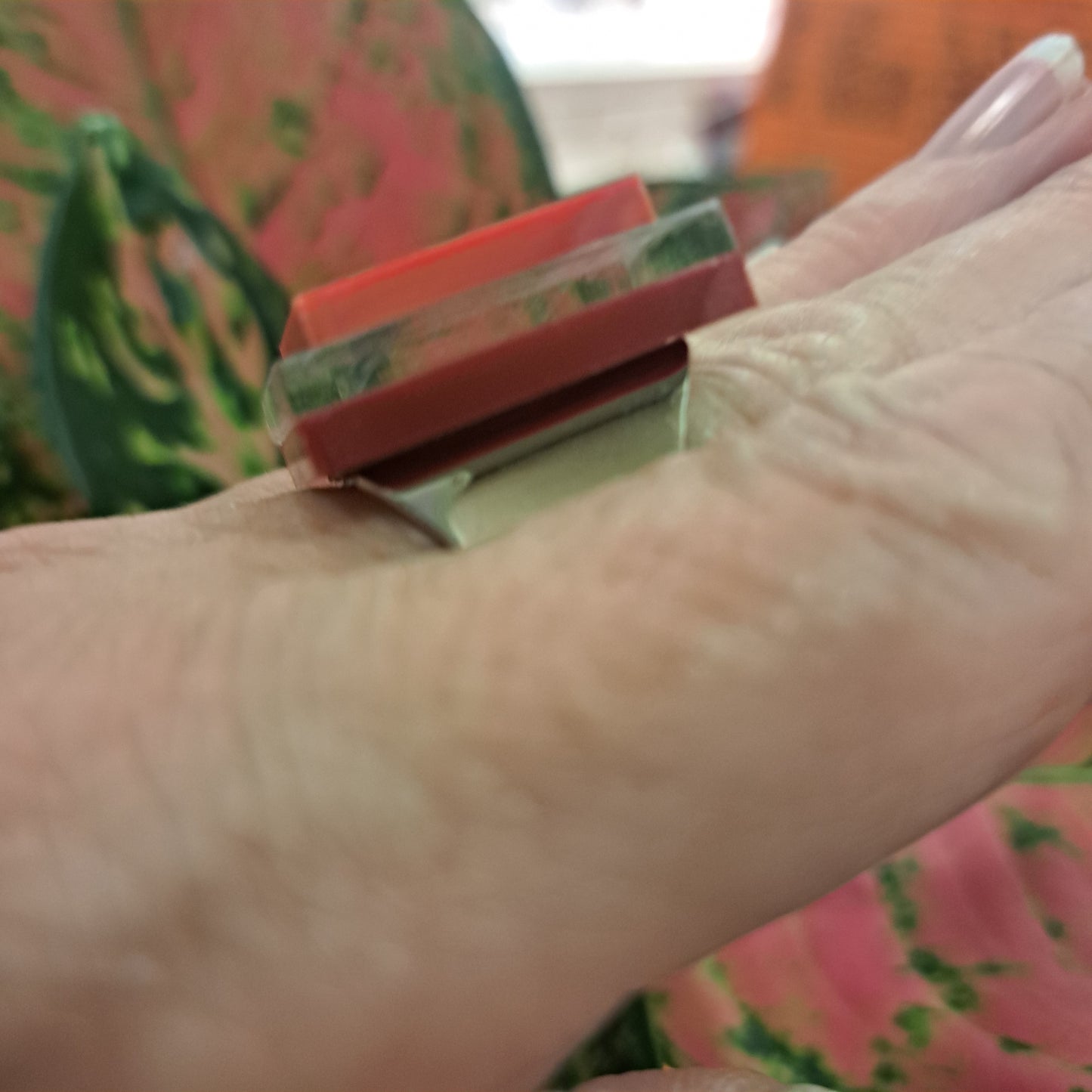 Bague Carrés superposés rouge FORMESPAZIO