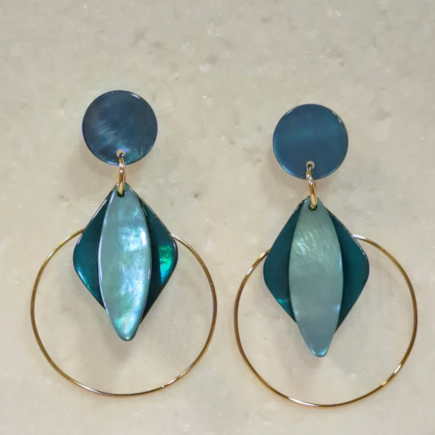 Boucles percées Losange bleu lagon et canard LA PETITE SARDINE