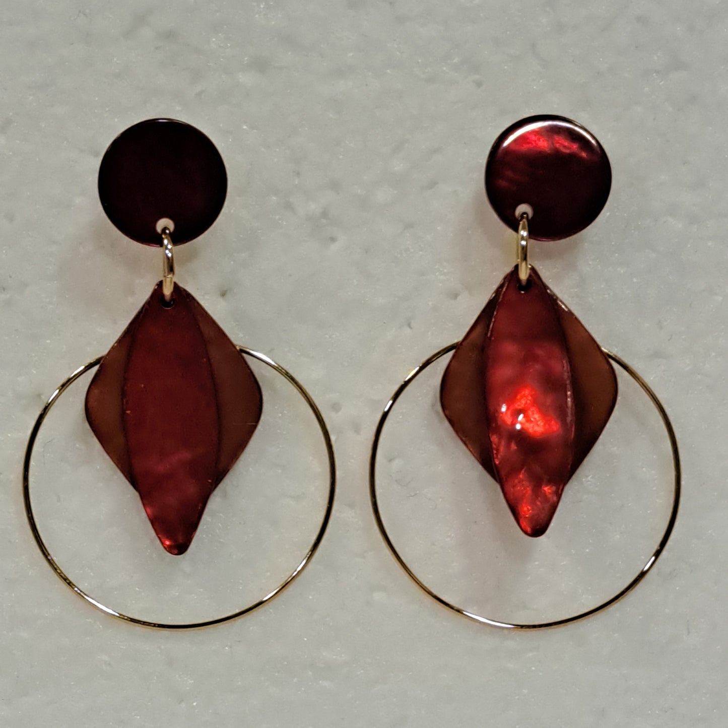 Boucles percées Losange rouge orange LA PETITE SARDINE