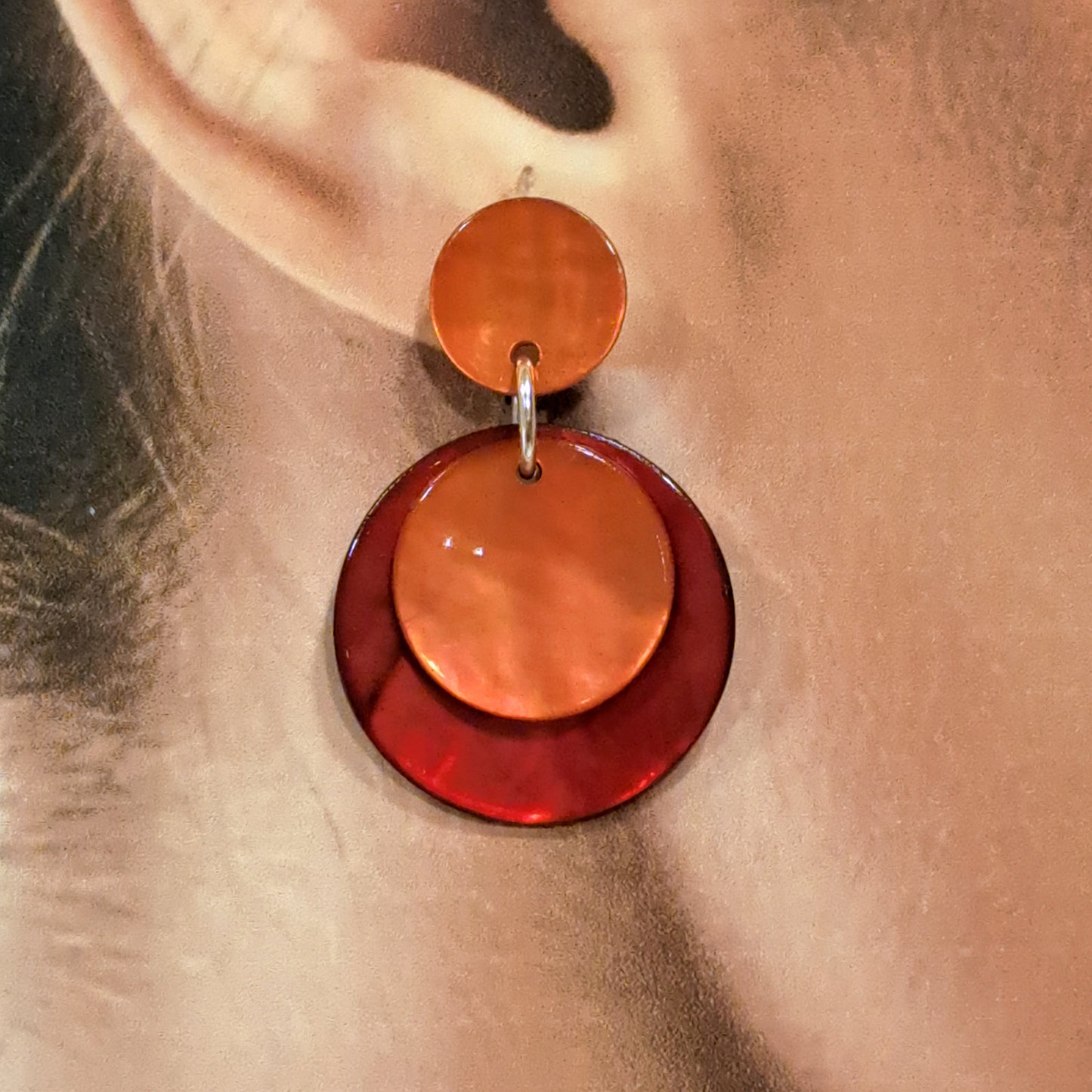 Boucles percées Aéla orange rouge LA PETITE SARDINE