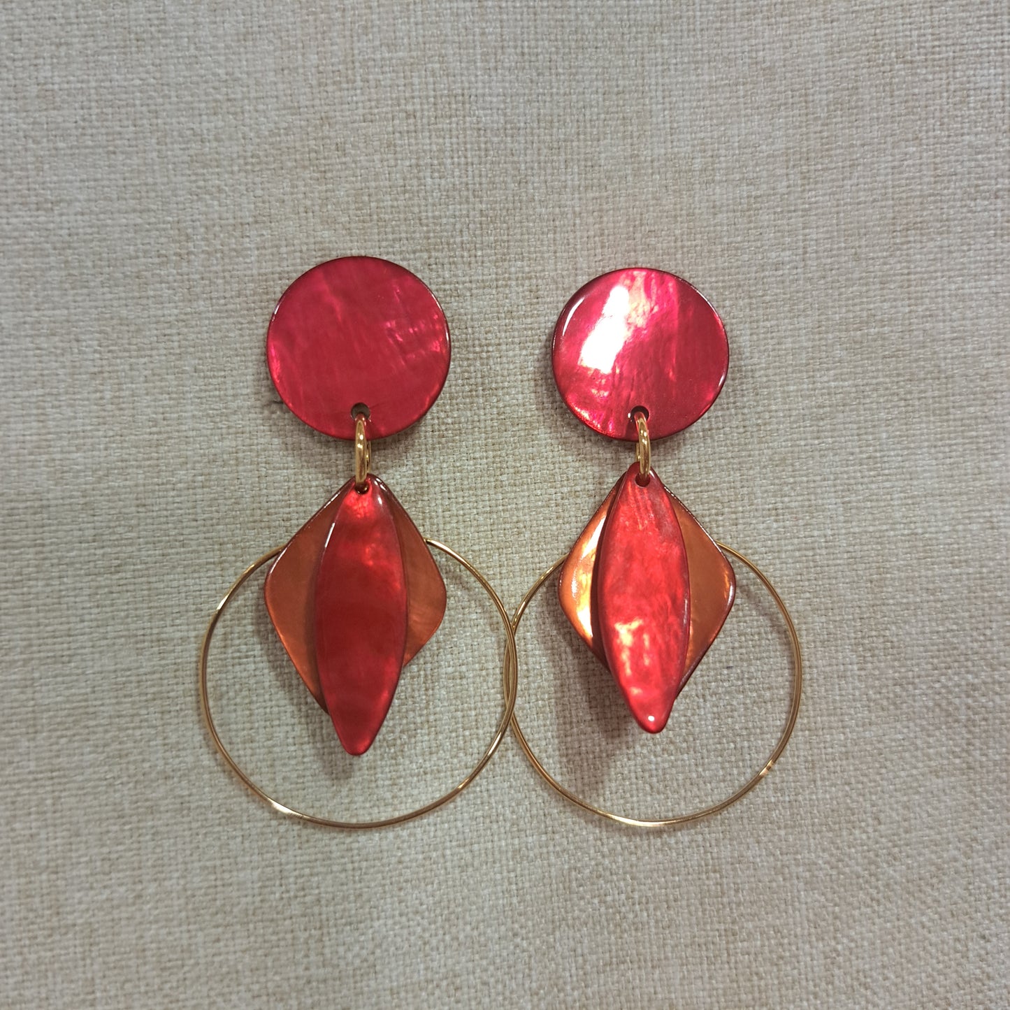 Boucles clips Losange rouge orange LA PETITE SARDINE