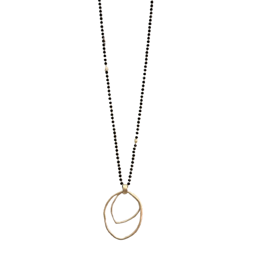Collier sautoir Pendentif or noir FANCY F