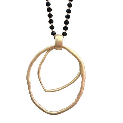 Collier sautoir Pendentif or noir FANCY F
