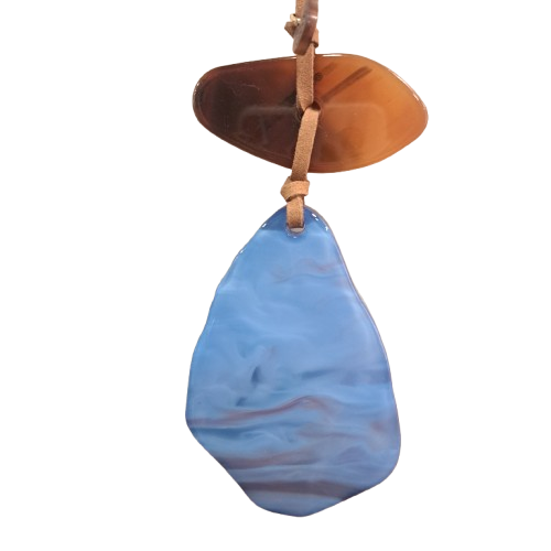 Collier sautoir Pendentif bleu corne FANCY F