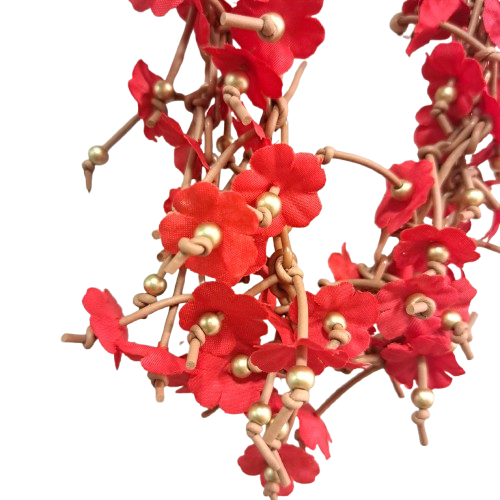 Collier Fleurs RDC rouge beige Fancy F