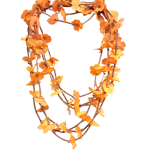 Sautoir Fleurs orange beige Fancy F