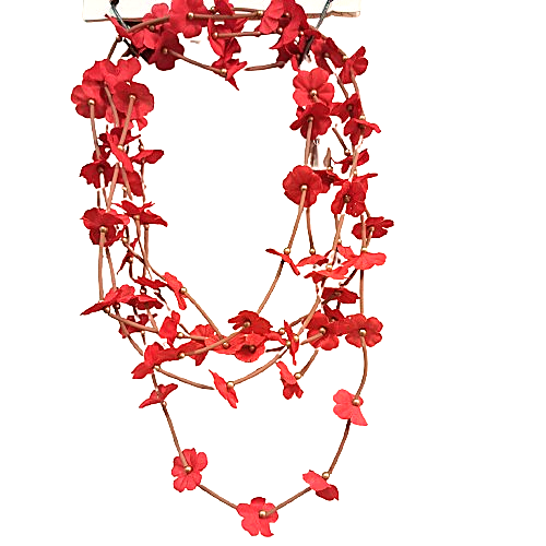 Sautoir Fleurs rouge beige Fancy F