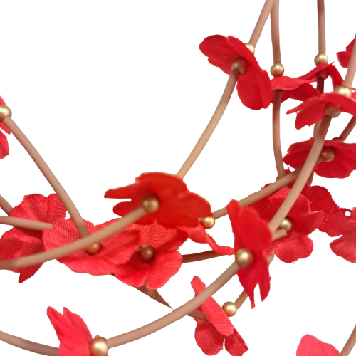 Sautoir Fleurs rouge beige Fancy F
