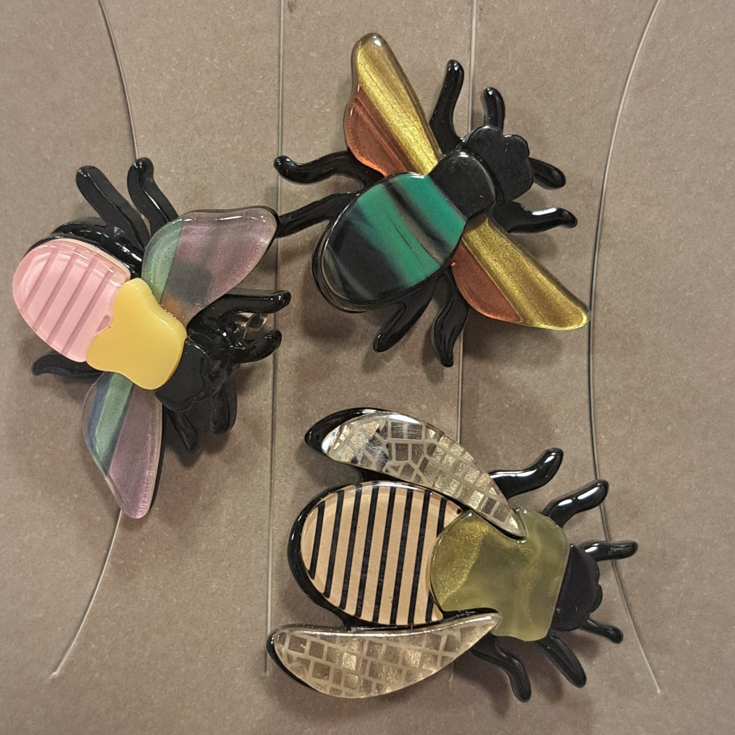 Broche Trio Abeilles beige Fancy F