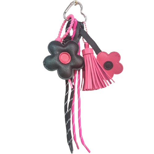 Porte clefs Fleurs rose et noir