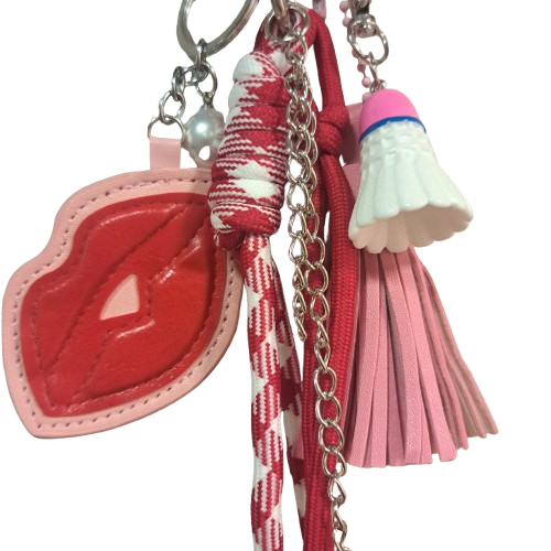 Porte clefs Bouche Badminton rouge rose