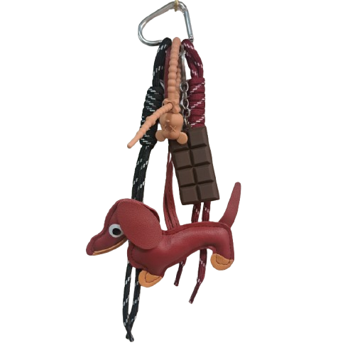 Porte clefs Teckel acajou