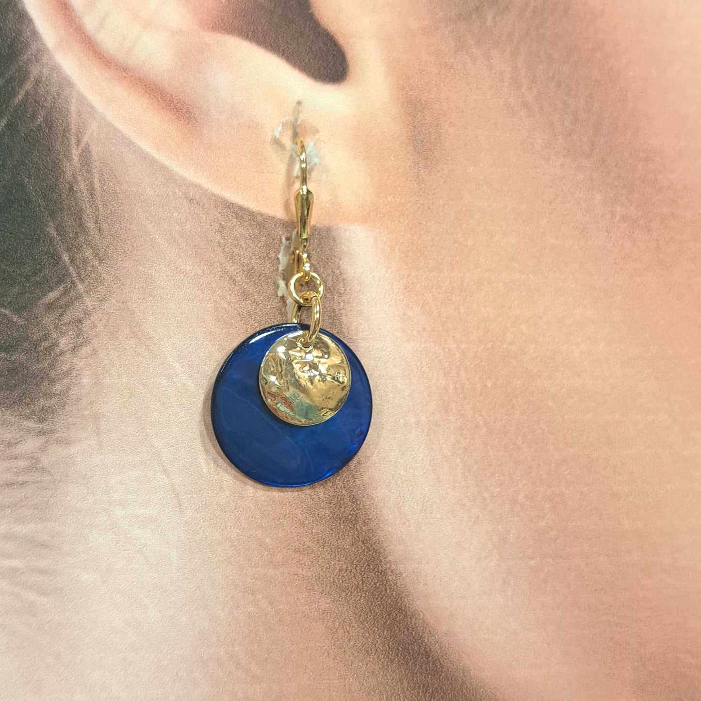Boucles percées Dormeuse bleu dur or LA PETITE SARDINE