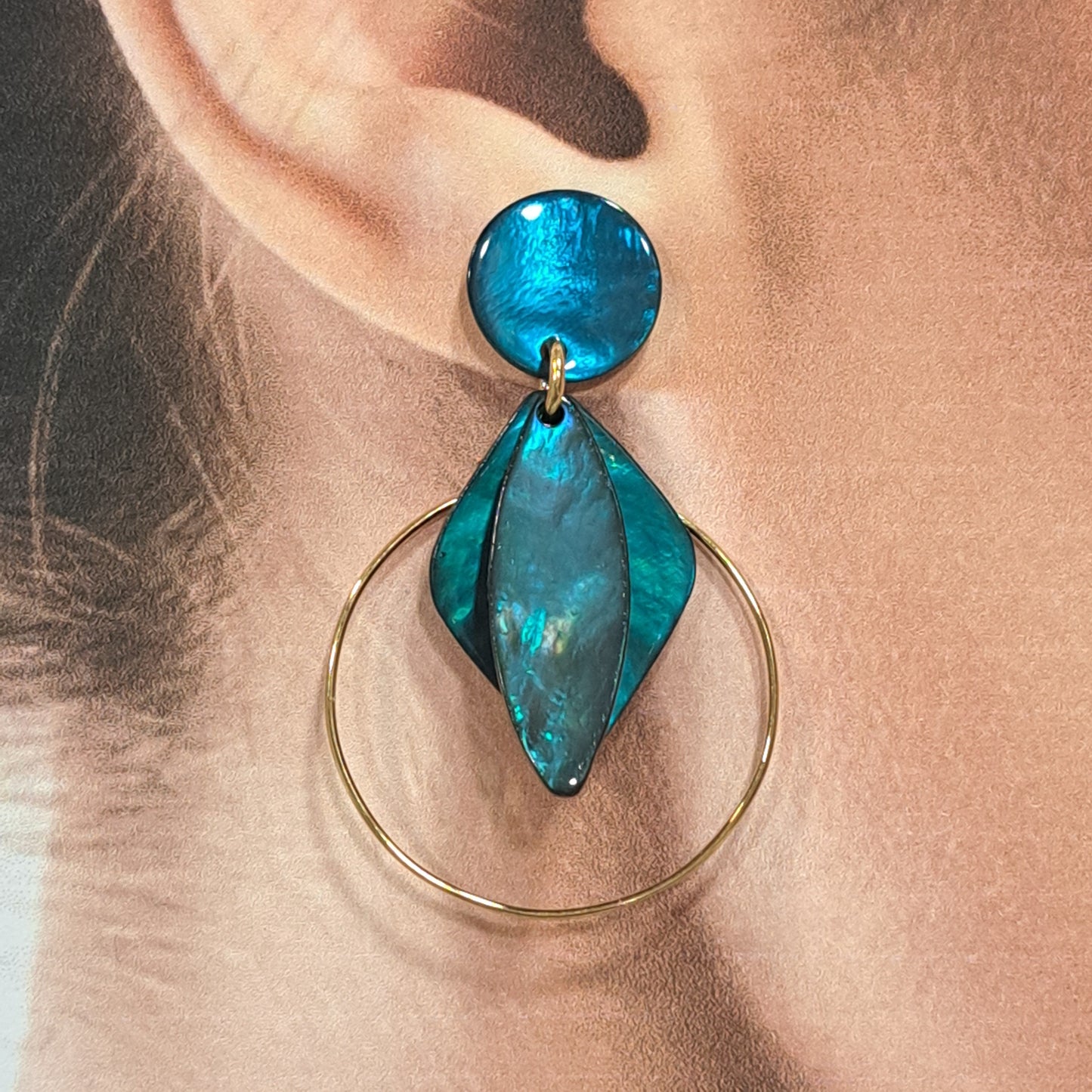 Boucles clips Losange bleu vert LA PETITE SARDINE