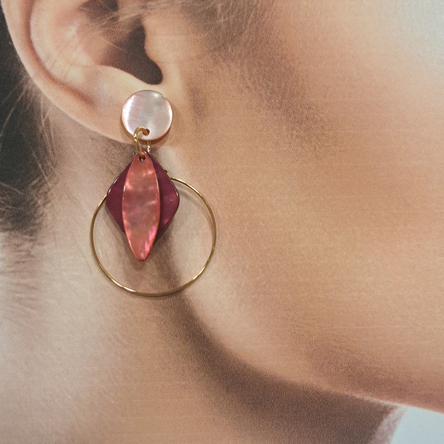 Boucles percées Losange rose LA PETITE SARDINE