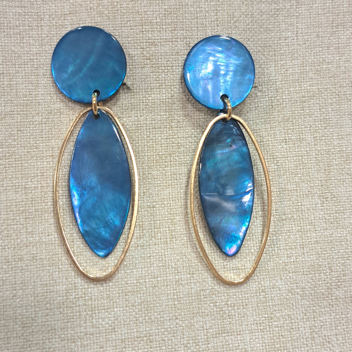 Boucles clips Ovale bleu or LA PETITE SARDINE