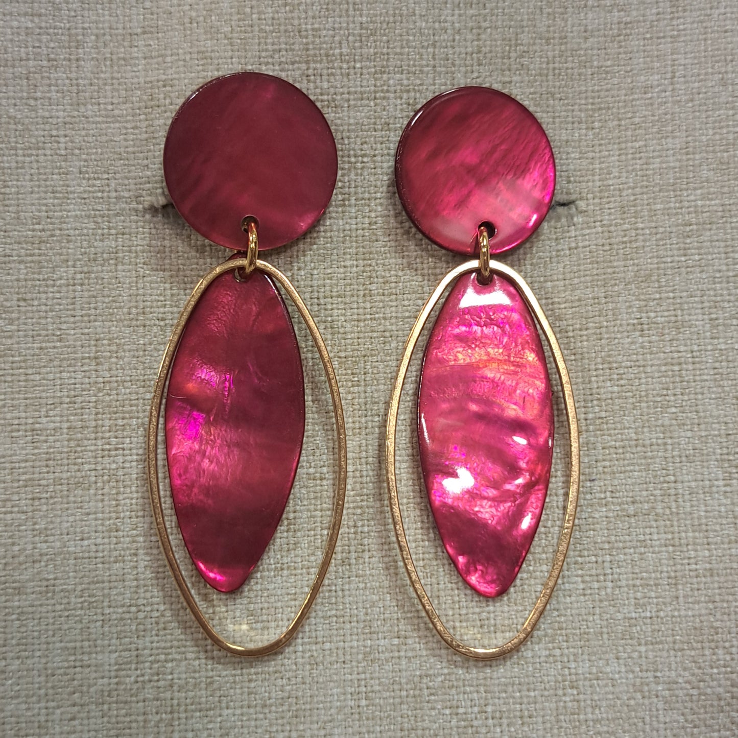 Boucles clips Ovale rose fuchsia or LA PETITE SARDINE
