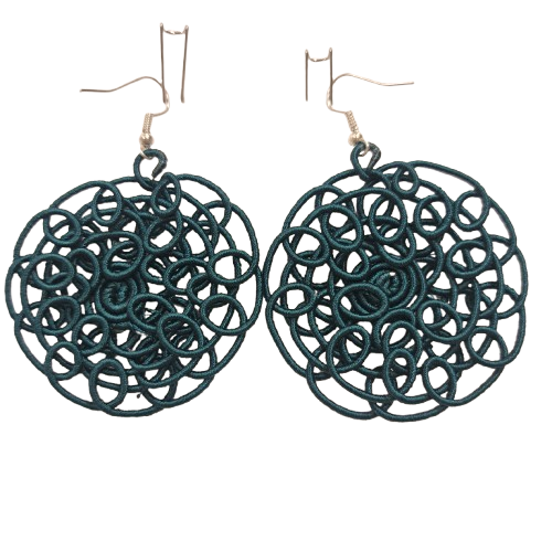 Boucles percées Fili XXL bleu vert canard NAF BIJOUX