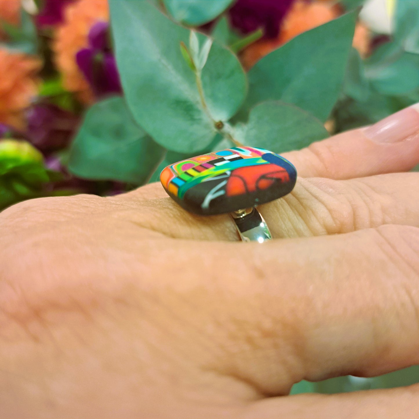 Bague Carré PM multicolore LIZ CREATIONS