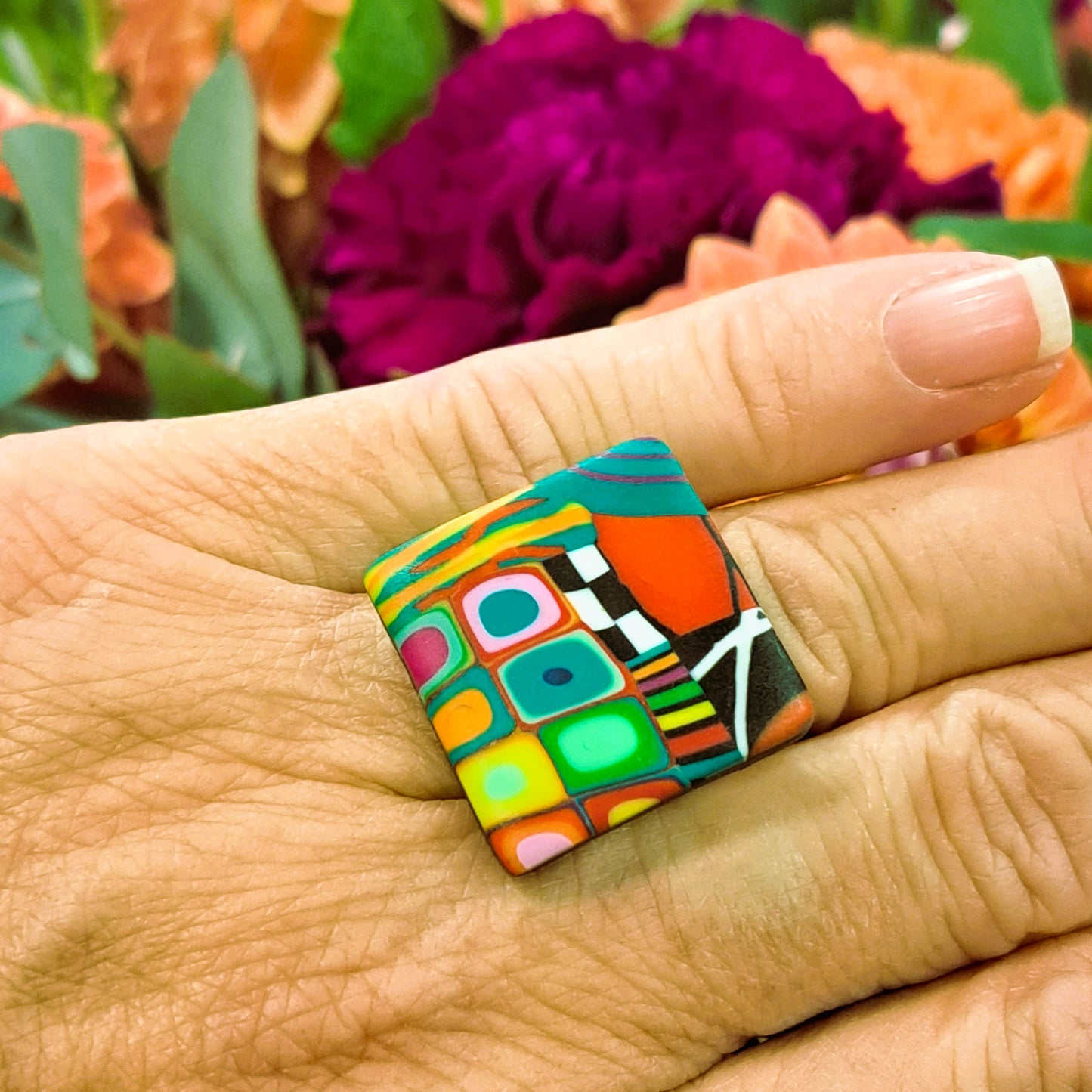 Bague Carré MM multicolore LIZ CREATIONS