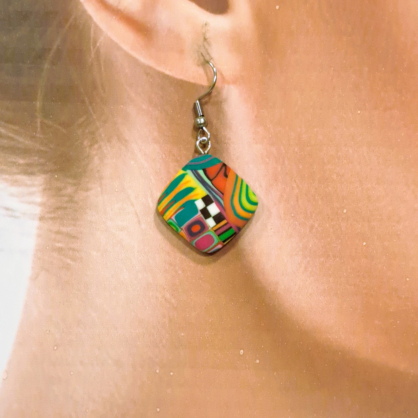 Boucles percées Losange PM multicolore LIZ CREATIONS