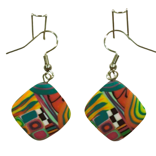 Boucles percées Losange PM multicolore LIZ CREATIONS