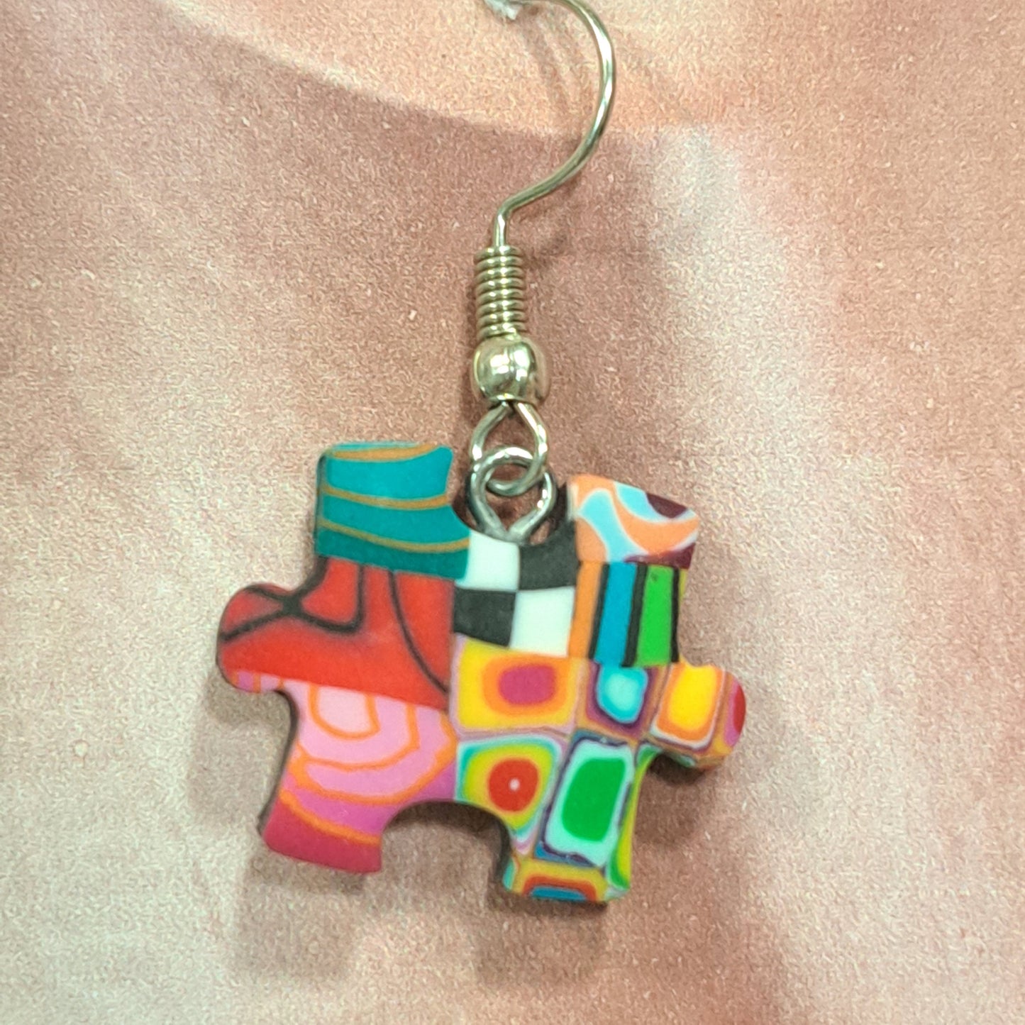 Boucles percées Puzzle PM multicolore LIZ CREATIONS