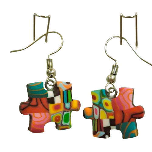 Boucles percées Puzzle PM multicolore LIZ CREATIONS