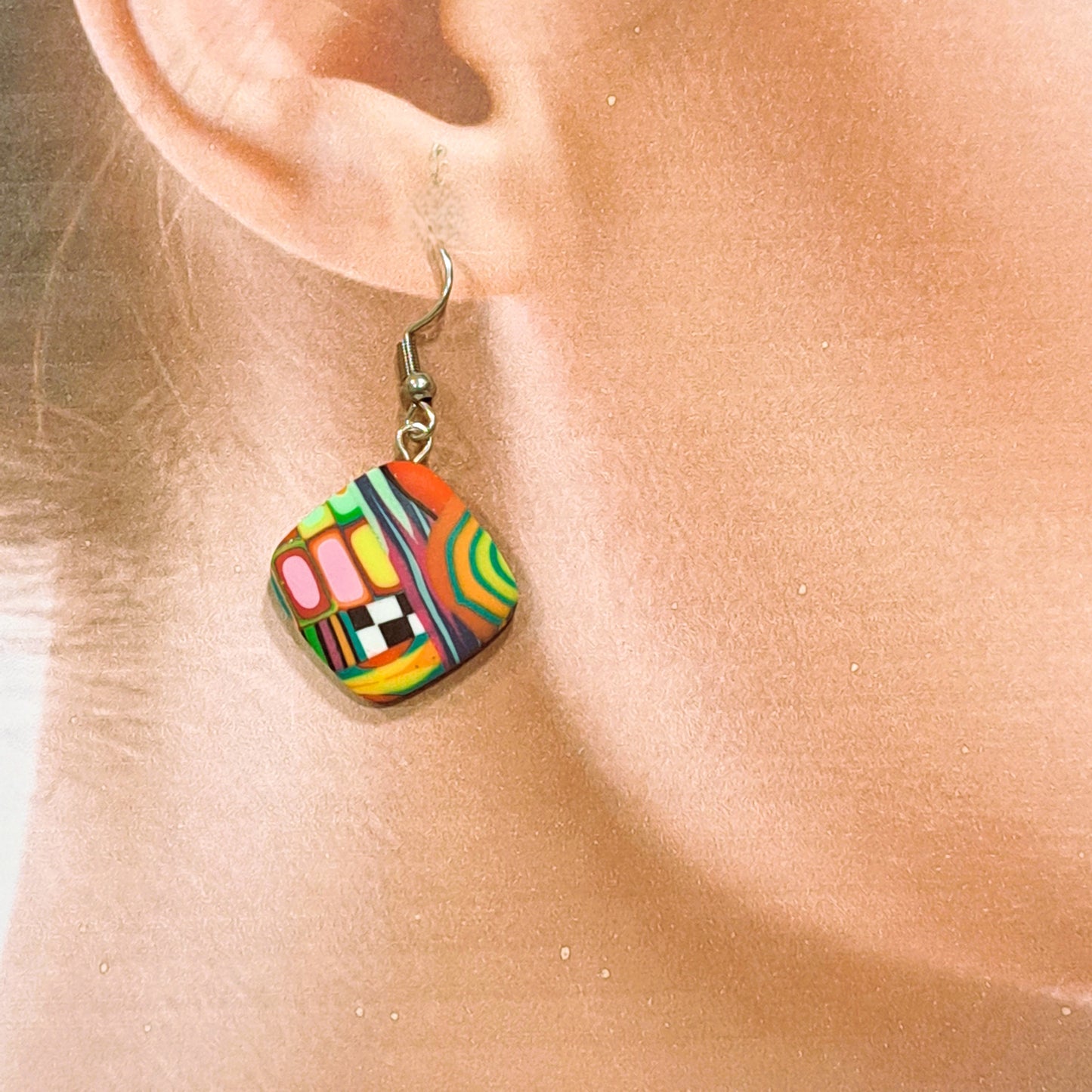 Boucles percées Losange PM multicolore LIZ CREATIONS