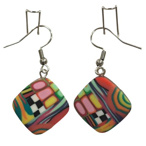 Boucles percées Losange PM multicolore LIZ CREATIONS