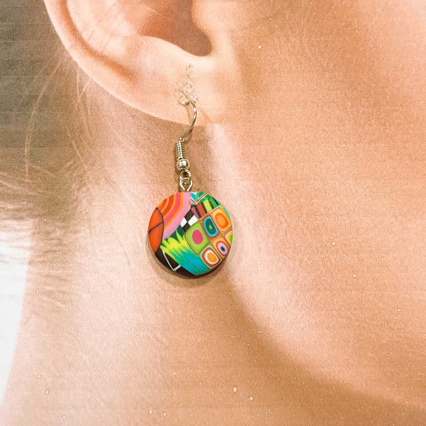 Boucles percées Rond PM multicolore LIZ CREATIONS