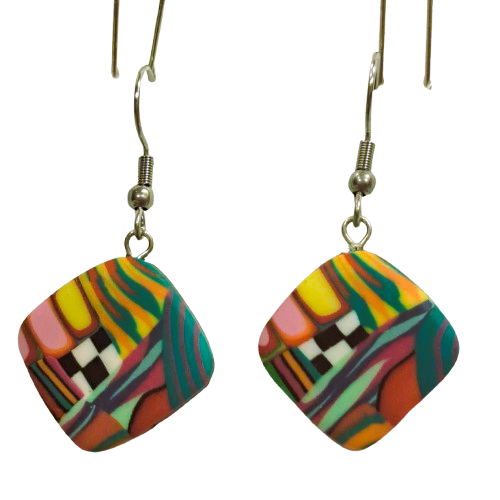 Boucles percées Losange PM multicolore LIZ CREATIONS
