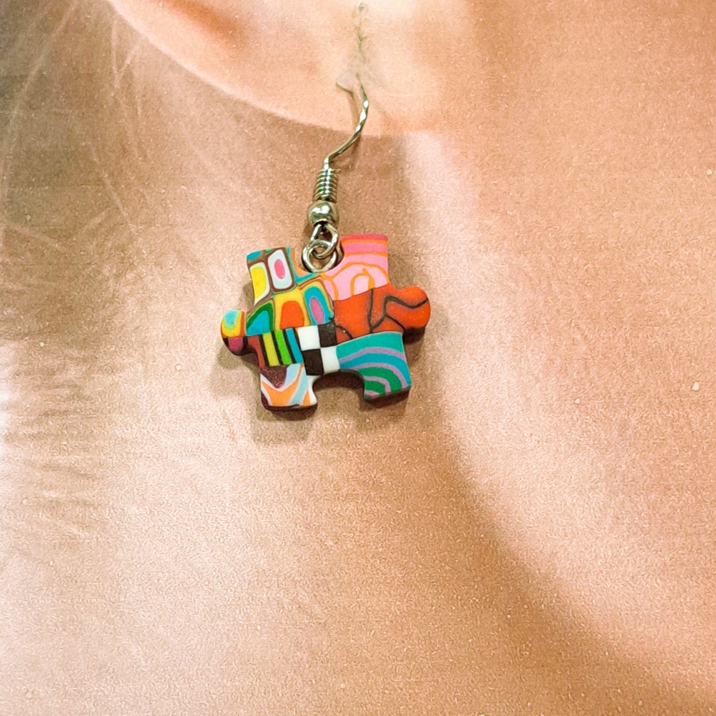 Boucles percées Puzzle PM multicolore LIZ CREATIONS