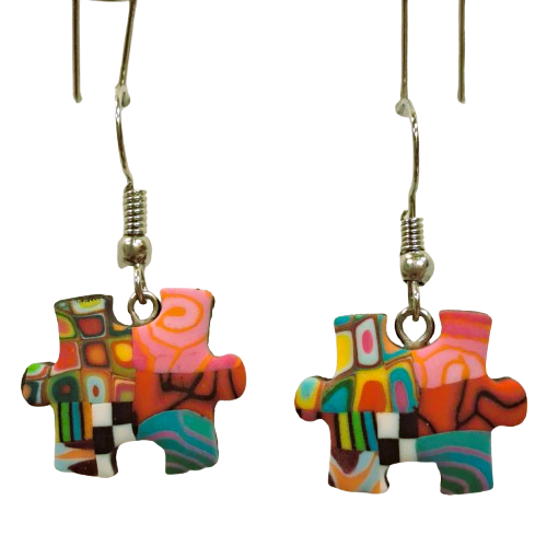 Boucles percées Puzzle PM multicolore LIZ CREATIONS