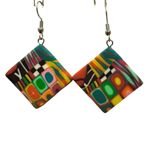 Boucles percées Losange MM multicolore LIZ CREATIONS