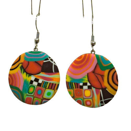 Boucles percées Rond MM multicolore LIZ CREATIONS