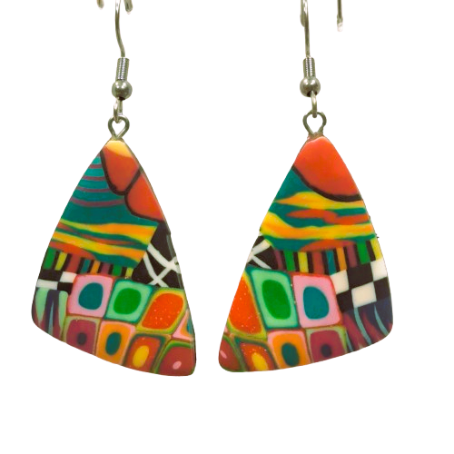 Boucles percées Triangle MM multicolore LIZ CREATIONS