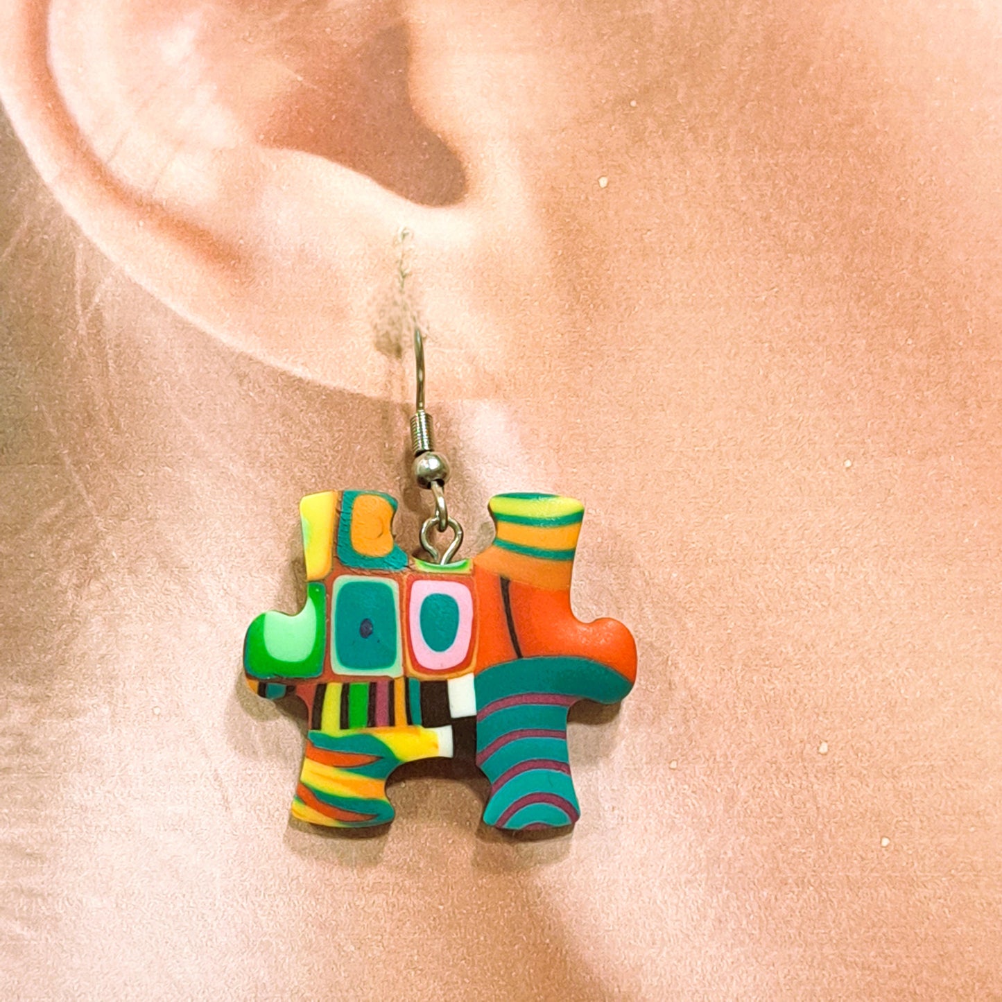 Boucles percées Puzzle MM multicolore LIZ CREATIONS