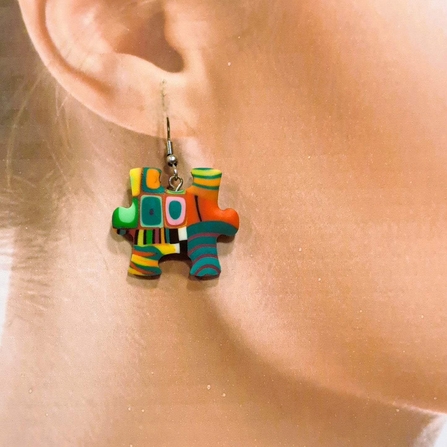 Boucles percées Puzzle MM multicolore LIZ CREATIONS