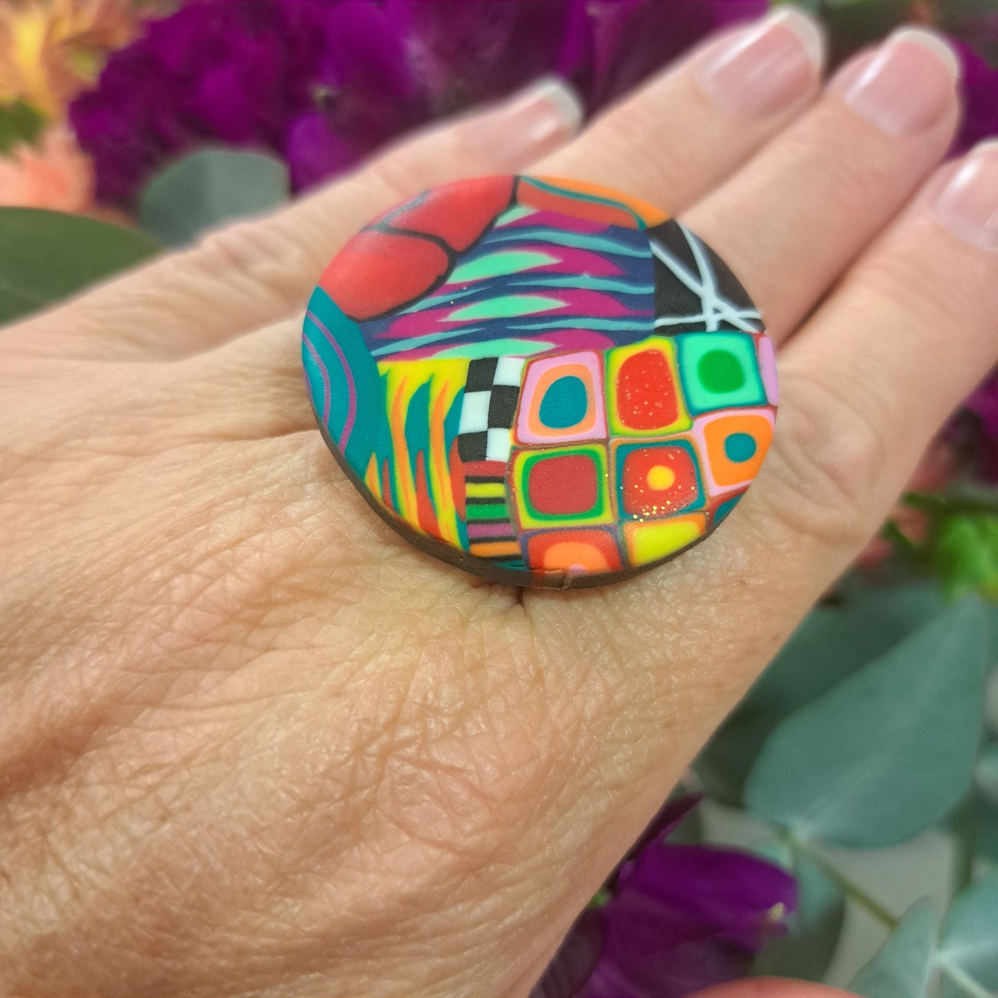 Bague Rond XL multicolore LIZ CREATIONS
